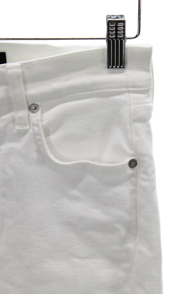 Veronica Beard Womens Cropped High Rise White Button Cotton Jeans Size 27