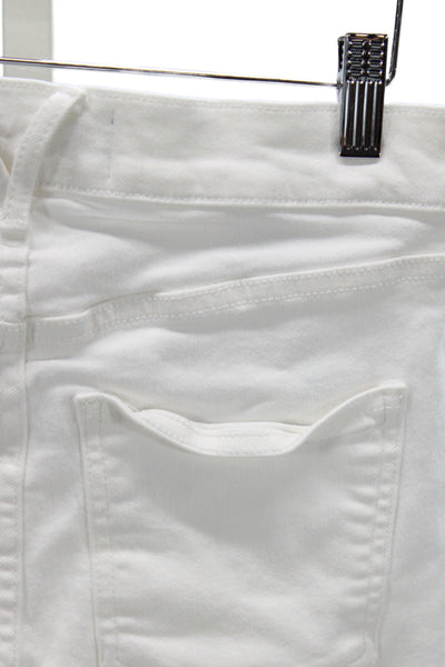 Veronica Beard Womens Cropped High Rise White Button Cotton Jeans Size 27