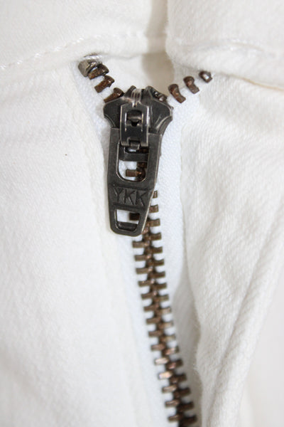 Veronica Beard Womens Cropped High Rise White Button Cotton Jeans Size 27