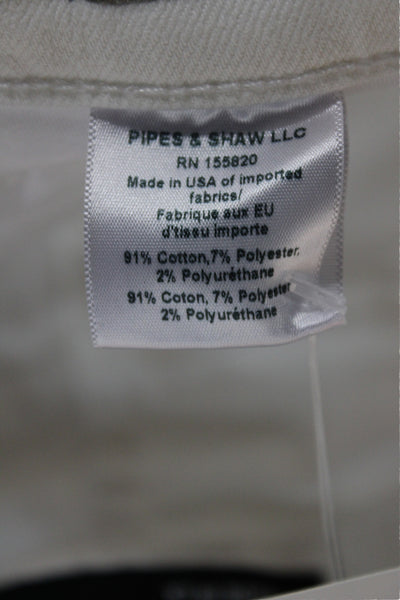 Veronica Beard Womens Cropped High Rise White Button Cotton Jeans Size 27
