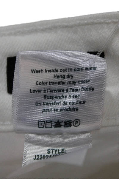 Veronica Beard Womens Cropped High Rise White Button Cotton Jeans Size 27