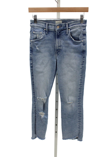 Mother Women Cropped High Rise Jeans Blue Cotton Size 27