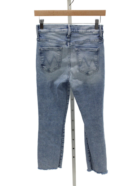 Mother Women Cropped High Rise Jeans Blue Cotton Size 27