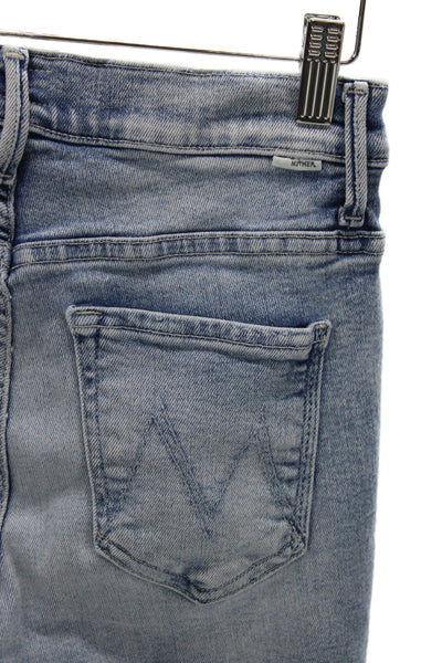 Mother Women Cropped High Rise Jeans Blue Cotton Size 27