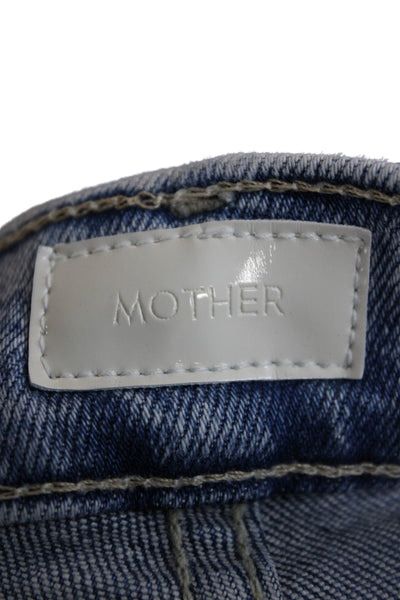 Mother Women Cropped High Rise Jeans Blue Cotton Size 27