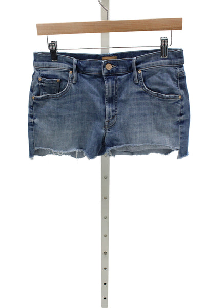 Mother Womens Cut-Off Denim Shorts Blue Button 90% Cotton Casual Size 27