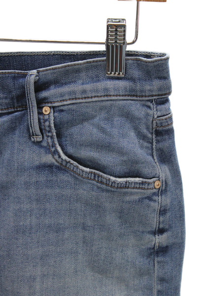 Mother Womens Cut-Off Denim Shorts Blue Button 90% Cotton Casual Size 27