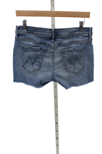Mother Womens Cut-Off Denim Shorts Blue Button 90% Cotton Casual Size 27