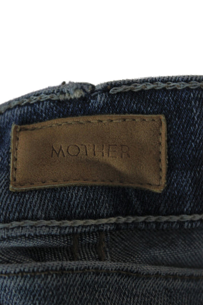 Mother Womens Cut-Off Denim Shorts Blue Button 90% Cotton Casual Size 27