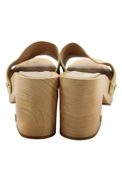 Veronica Beard Womens Suede Gold Tone Mule Sandal Heels Beige Size 9 Medium