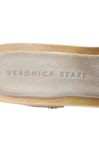 Veronica Beard Womens Suede Gold Tone Mule Sandal Heels Beige Size 9 Medium
