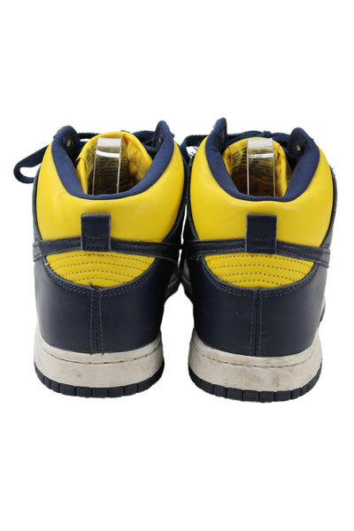Nike Womens Dunk High Top Michigan Sneakers Navy Blue Yellow Size 7.5