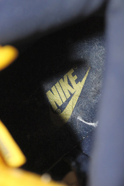 Nike Womens Dunk High Top Michigan Sneakers Navy Blue Yellow Size 7.5