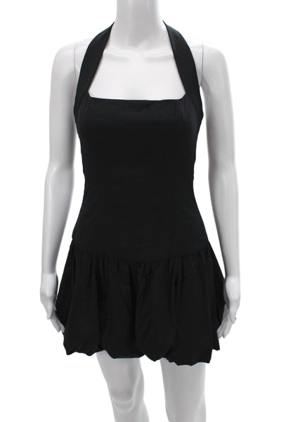 Reformation Women Black Halter Mini Dress Sleeveless Zip Above Knee Size 2