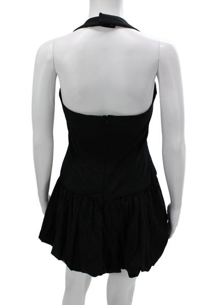 Reformation Women Black Halter Mini Dress Sleeveless Zip Above Knee Size 2