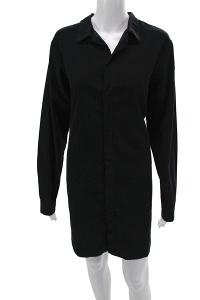 Labo.Art Women Tunic Button-Up Black Cotton Long Sleeve Knee Size 1