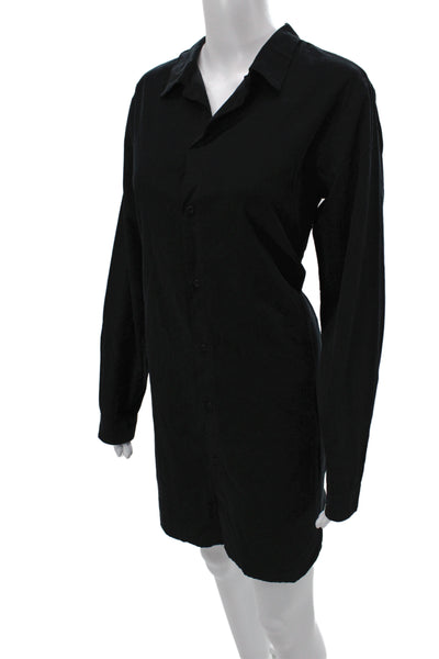 Labo.Art Women Tunic Button-Up Black Cotton Long Sleeve Knee Size 1
