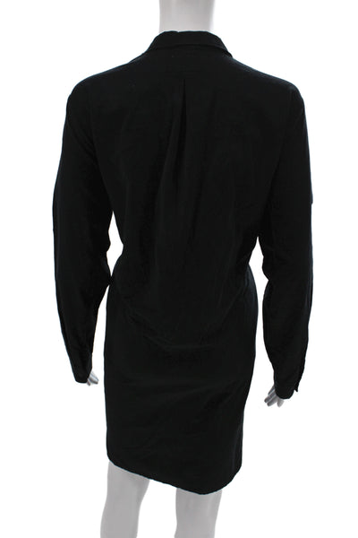 Labo.Art Women Tunic Button-Up Black Cotton Long Sleeve Knee Size 1
