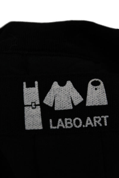 Labo.Art Women Tunic Button-Up Black Cotton Long Sleeve Knee Size 1