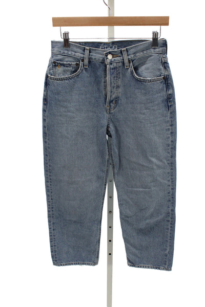 Etica Womens Straight High Rise Jeans Blue 100% Cotton Button Size 26