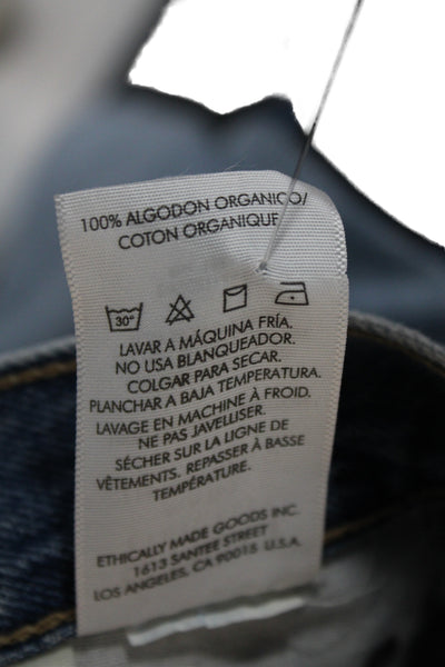 Etica Womens Straight High Rise Jeans Blue 100% Cotton Button Size 26