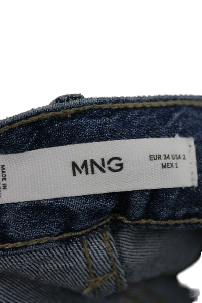 MNG Women Wide-Leg High Rise Blue Jeans Size 2