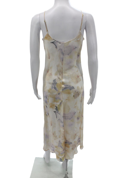 Zara Womens Ivory Floral Scoop Neck Sleeveless Slip Dress Size S