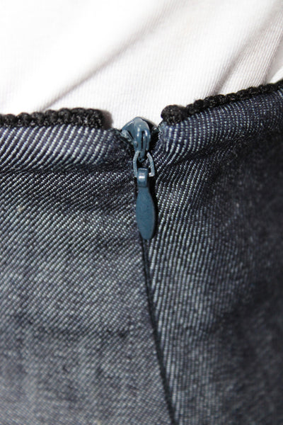 Zara Women Mini Skirt Solid Blue Cotton Zip Casual Spring Size XS