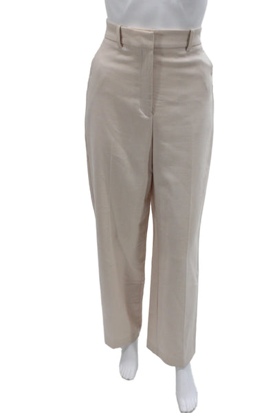 Zara Womens Dress Pants Beige Solid Zip Inseam 30 Size XS