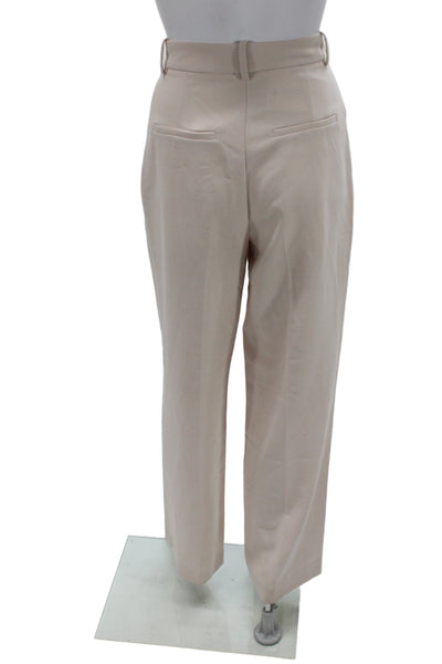 Zara Womens Dress Pants Beige Solid Zip Inseam 30 Size XS