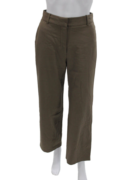 Babaton Womens Dress Pants Brown Cotton Button Classic Size 2