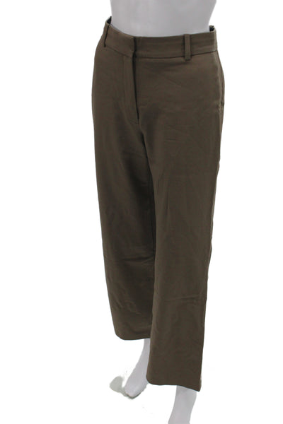 Babaton Womens Dress Pants Brown Cotton Button Classic Size 2