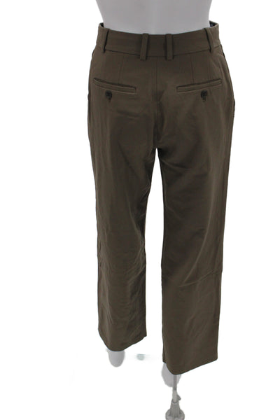 Babaton Womens Dress Pants Brown Cotton Button Classic Size 2