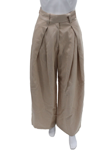 Zara Womens Beige Dress Pants Zip 100% Viscose Lining Minimalist Size XS