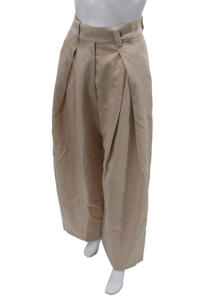 Zara Womens Beige Dress Pants Zip 100% Viscose Lining Minimalist Size XS