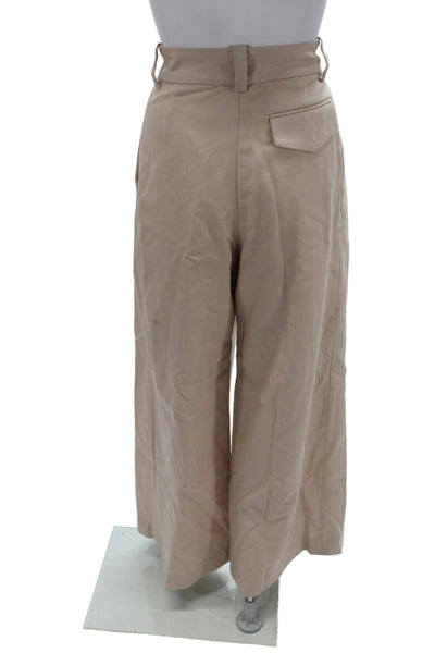 Zara Womens Beige Dress Pants Zip 100% Viscose Lining Minimalist Size XS