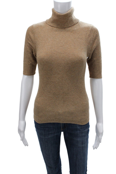 Zara Womens Brown Turtleneck Pullover Sweater Short Sleeve Size S