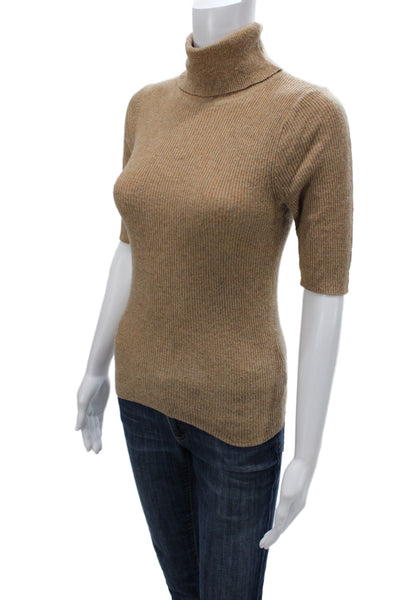 Zara Womens Brown Turtleneck Pullover Sweater Short Sleeve Size S