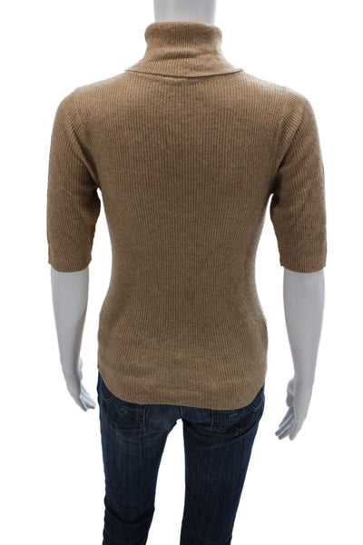 Zara Womens Brown Turtleneck Pullover Sweater Short Sleeve Size S