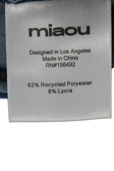 Miaou Womens Blue Basic T-Shirt Short Sleeve Crew Neck Geometric Size S