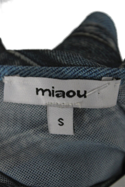 Miaou Womens Blue Basic T-Shirt Short Sleeve Crew Neck Geometric Size S