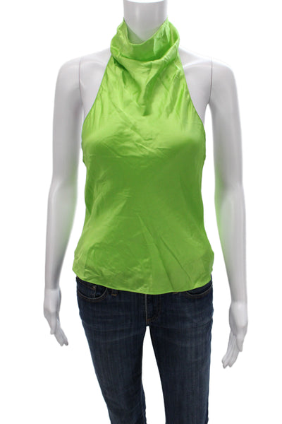 Amanda Uprichard Women Green Silk Halter Camisole Sleeveless Party Size XS