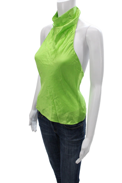 Amanda Uprichard Women Green Silk Halter Camisole Sleeveless Party Size XS
