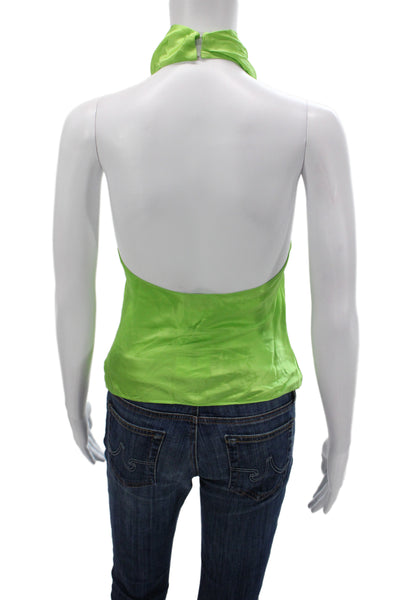 Amanda Uprichard Women Green Silk Halter Camisole Sleeveless Party Size XS