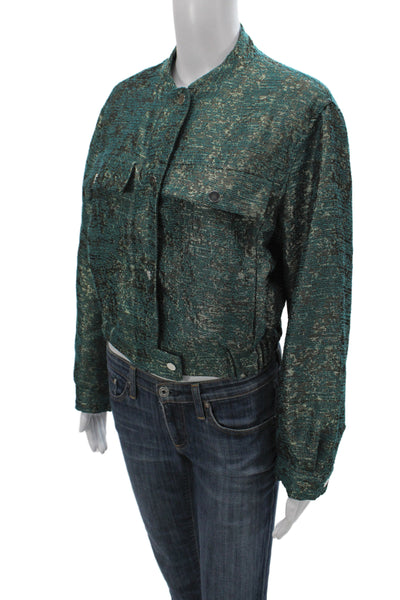 Zara Women Basic Jacket Green Button Long Sleeve Casual Size S