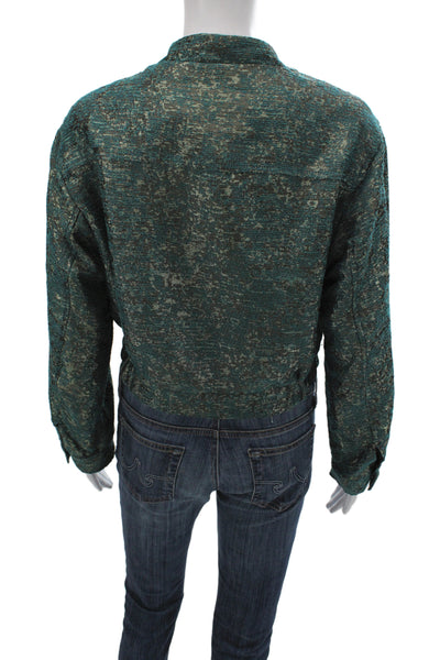 Zara Women Basic Jacket Green Button Long Sleeve Casual Size S