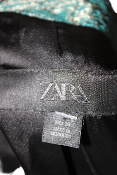 Zara Women Basic Jacket Green Button Long Sleeve Casual Size S