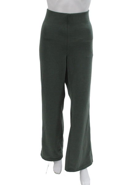 Lululemon Womens Ribbed Striped Green Sweatpants Pull On Athleisure Size 14