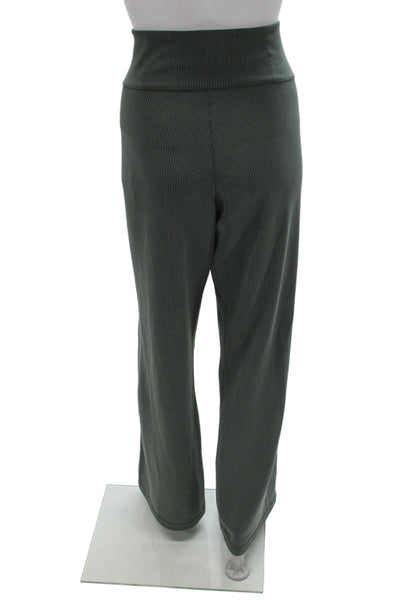 Lululemon Womens Ribbed Striped Green Sweatpants Pull On Athleisure Size 14