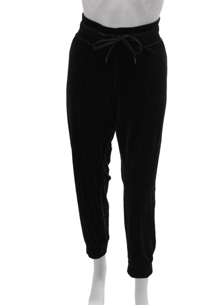 Lululemon Womens Black Velour Drawstring Jogger Pants Athleisure Size 14
